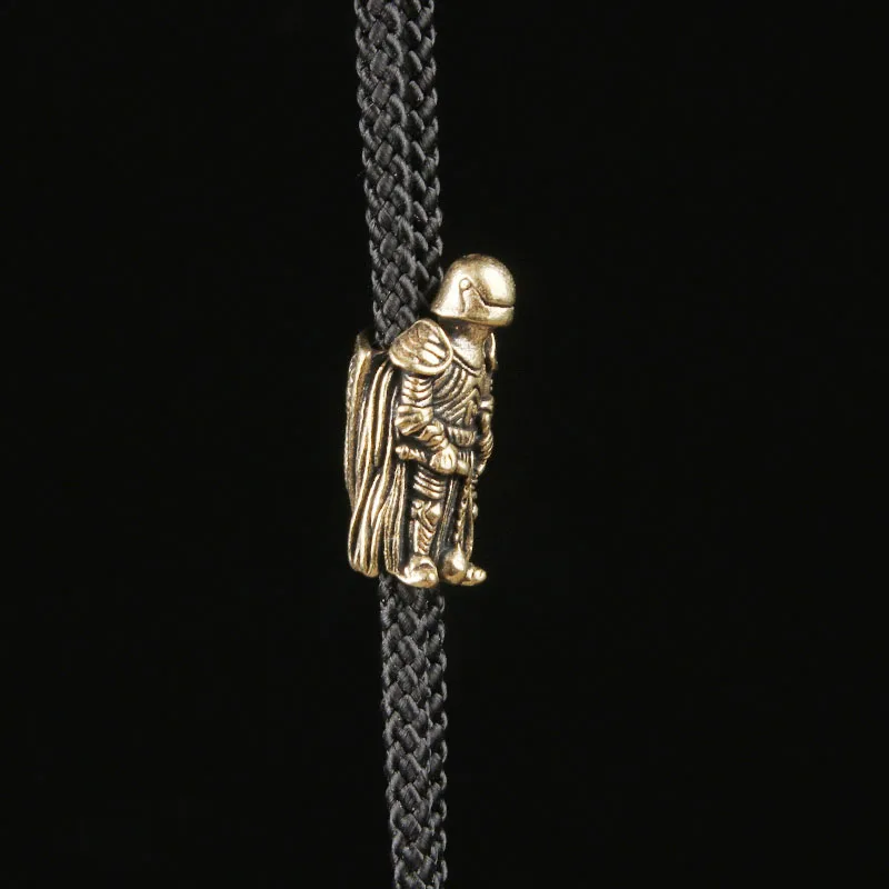Vintage Brass Dragon Slaying Knight Paracord Bead EDC Knife Lanyard Pendant Keychain Charm Handmade Accessory Spacer Bead