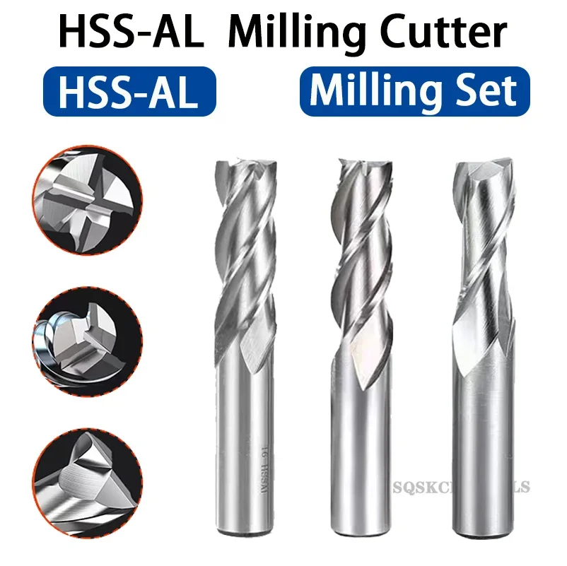 SLUGB End Mills High Precision HSS Cobalt Co8 Cutter D1-32mm 2-4 Flutes Aluminum Milling Tool Key Seater Router Bit