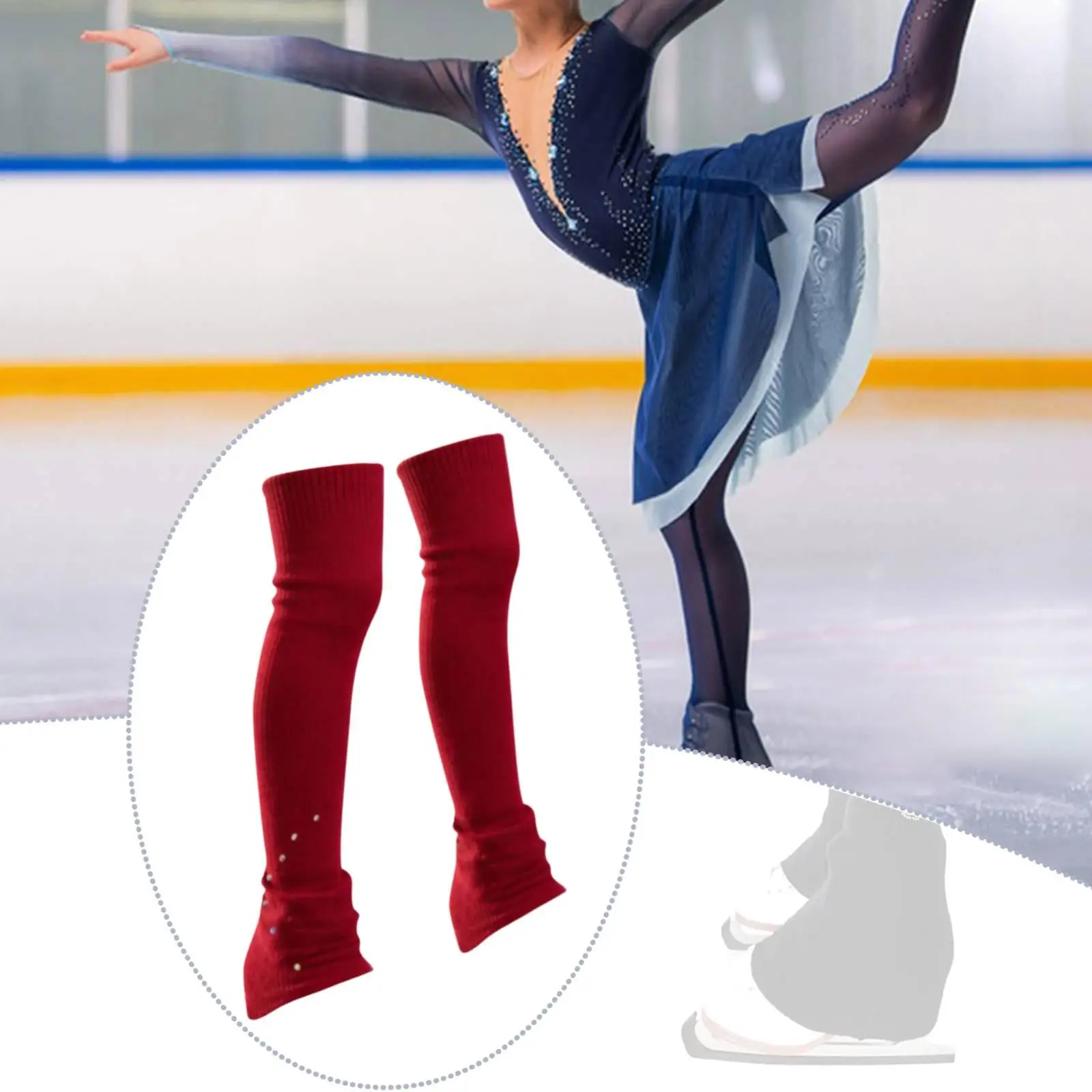 Ice Skating Leg Warmers Knitted Figure Skating Socks Protective Boot Covers for Dance Training Gymnastics