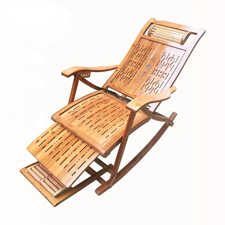 

High Quality Armchair Lounging Rocker Deck Relaxing Recliner Lounger Seat Indoor Outdoor Antique Bamboo Rocking Chair