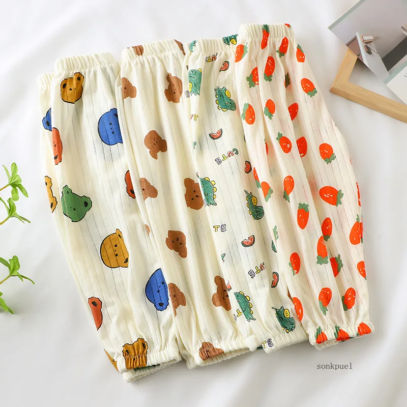 Cotton Summer Thin Girls' Cartoon Cute Comfortable Loose Casual Pants Children Boys Baby Jogger Pants