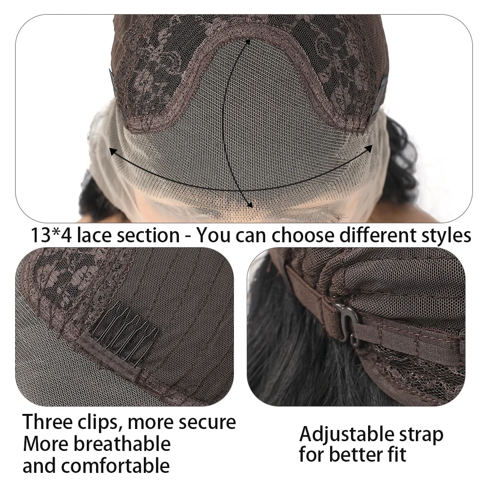 13 x 4 transparente Lace-Front-Perücke, lang, gerade, hitzebeständig, synthetische Perücke, 71,1 cm, vorgezupft, natürlicher Haaransatz