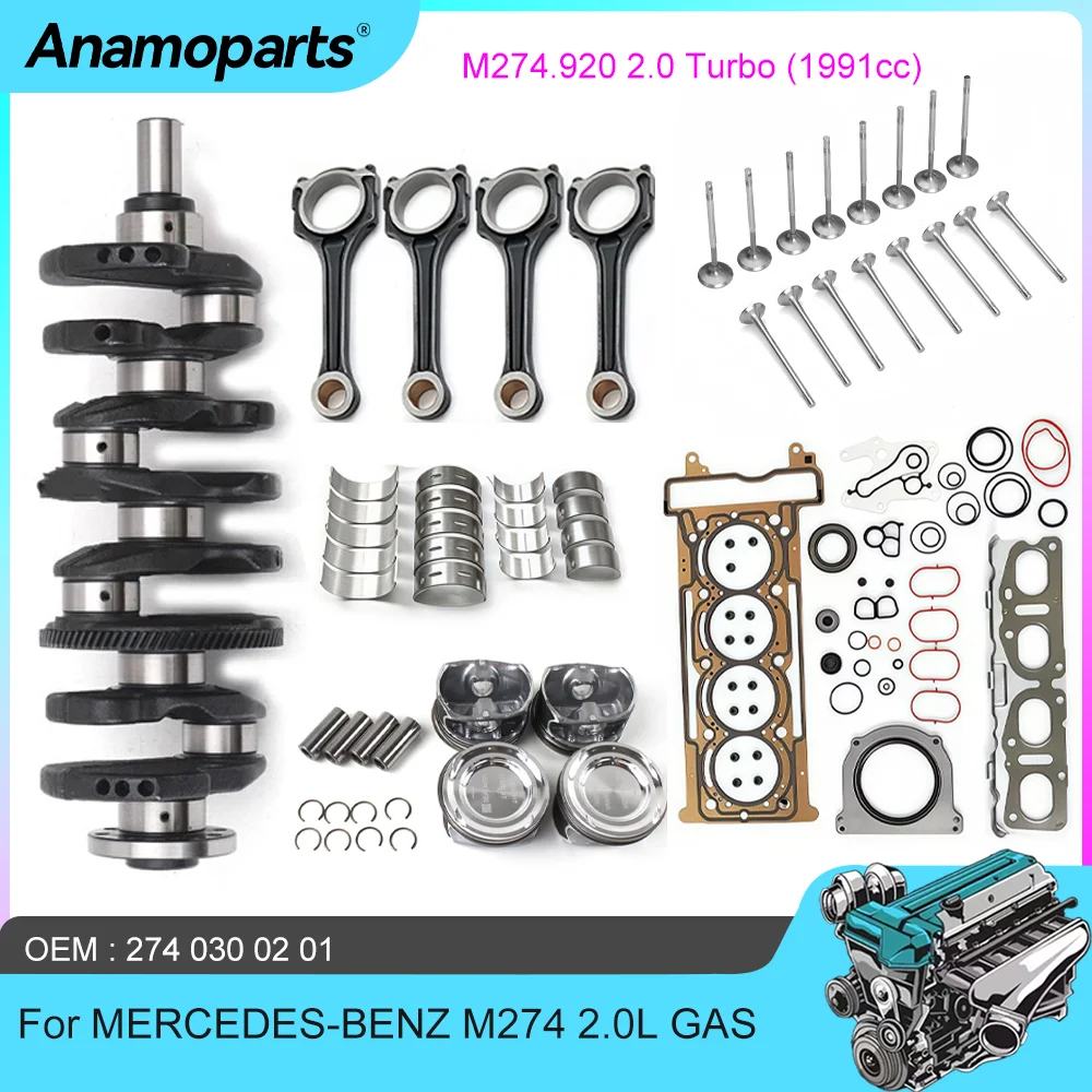 Engine Rebuild Overhaul Kit Crankshaft Piston Fit M274.920 2.0 L4 GAS For Mercedes-Benz M270 W205 W212 W213 X253 X204 R172 2.0L