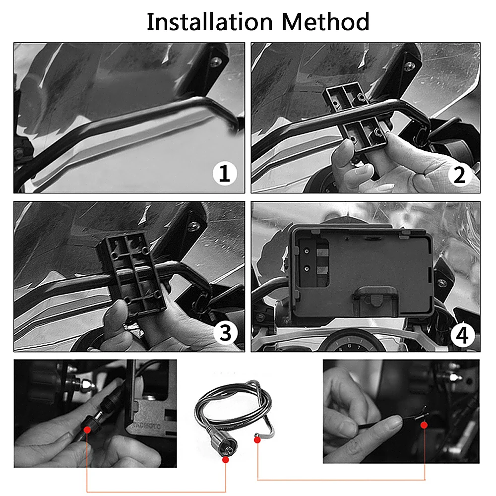 USB Mobile Phone Motorcycle Navigation Bracket USB Charging Support For R1200GS F800GS ADV F700GS R1250GS CRF 1000L F850GS F750G