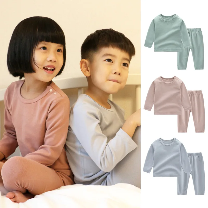 Autumn Winter Baby Thermal Underwear Sets Infant Baby Boy Girl Soft Sleepwear Chidren Pajamas Suits Tops+Pants Kids Clothes