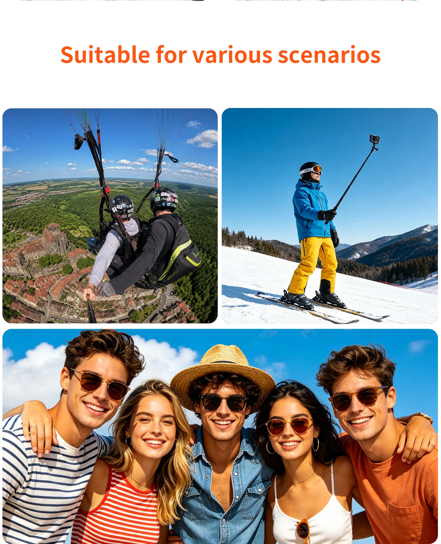 6-teiliger ausziehbarer 0,7m unsichtbarer Selfie-Stick, Panorama-Kamera-Aluminium-Monopod für Insta360 X6 X5 GoPro Max DJI Osmo 360 II – Detail 10