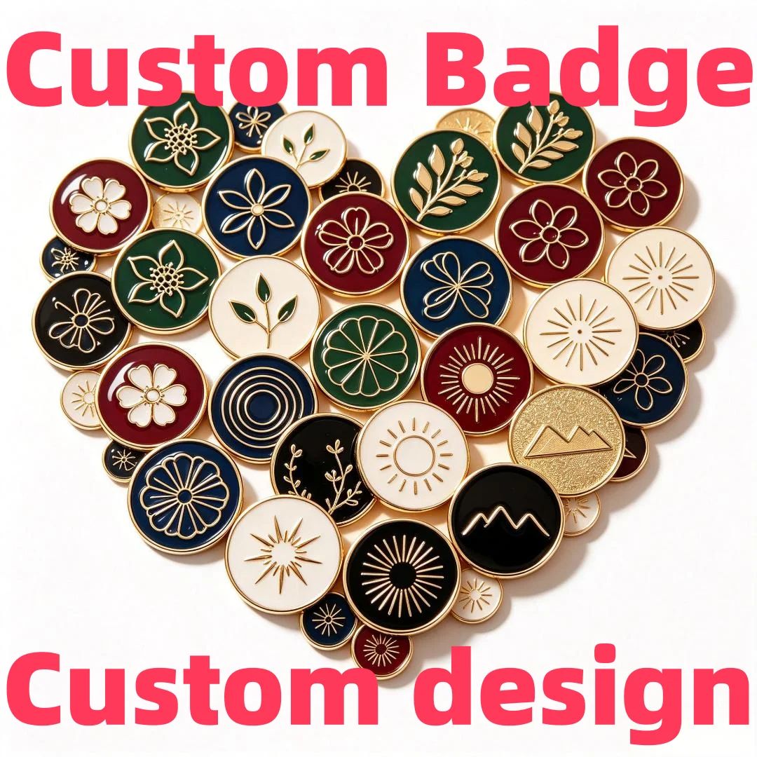 Bulk Electroplated Metal Badge Needles Customized Metal Enamel Badges Free Design Service