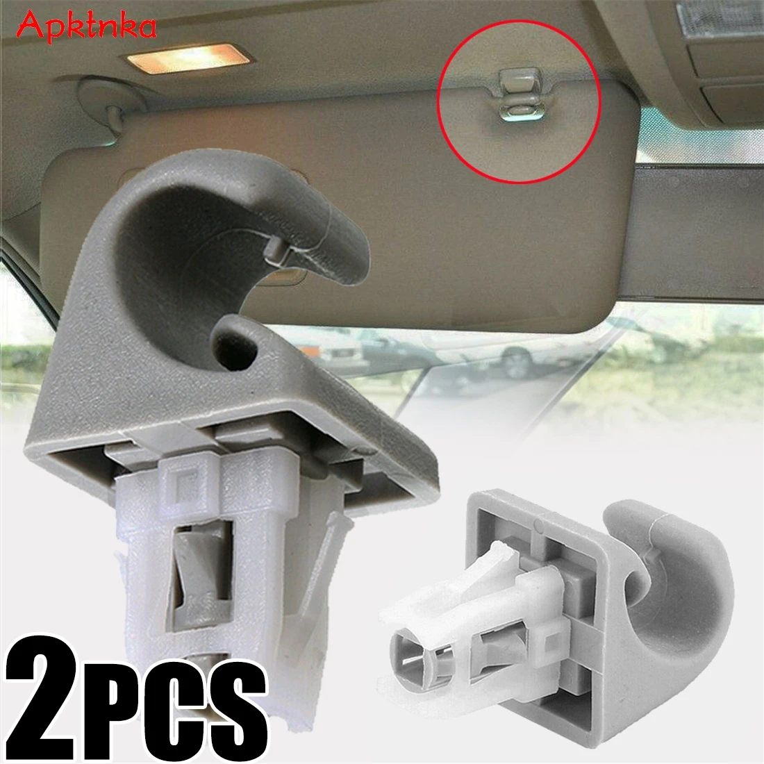 APKTNKA 2x Sun Visor Hook Clips Hanger Holder Buckle Bracket Retainer For Toyota Camry Corolla Highlander RAV4 Prius Solara