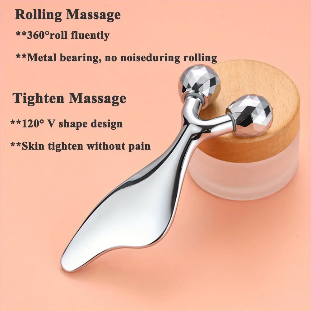 2 IN 1 3D-Gesichtsmassagegerät und Gua Sha-Massagegerät, kalter Roller für Gesicht, Augen, Kinnlift, Straffung der Haut, Werkzeug, Bildhauerei, Schönheitswerkzeuge