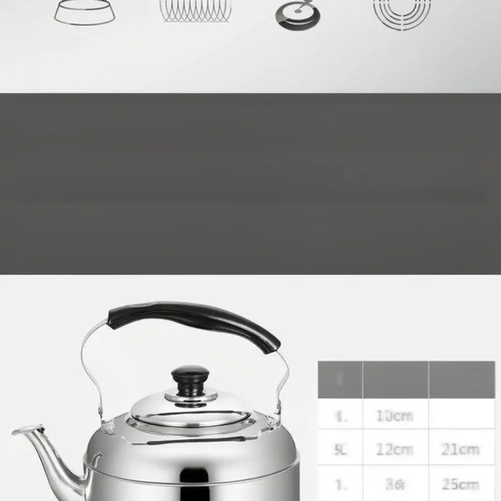 Extra Large Whistling Water Kettle Stainless Steel Tea Pot Safe Boiling Vessel For Household Kitchen Cooking Tools