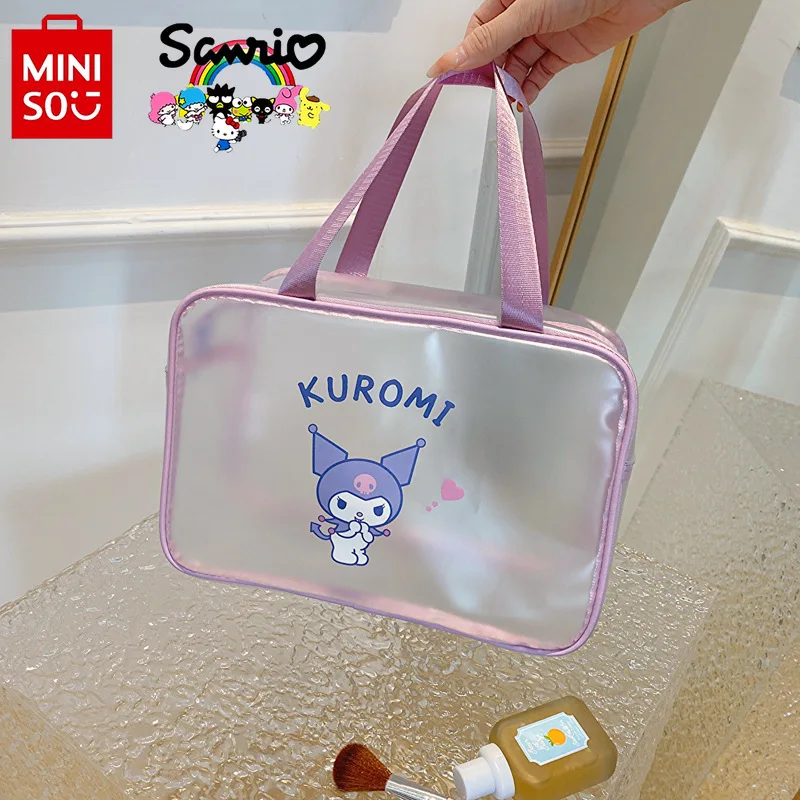 MINISO 2024 New Commuter Wash Bag Fashionable High Quality Waterproof Makeup Bag Transparent Matte Versatile Women's Handbag