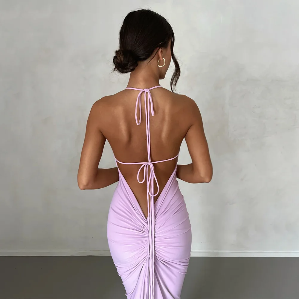 Cryptographic Spagetti szíj sexi backless maxi ruhát outfits Nők Választékos születésnapi vestido Födémgerenda Bunkó Avatás ruched dresses