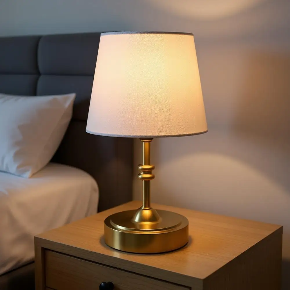 

Small Cordless Dimmable Battery Operated Table Lamp, 4000mAh Rechargeable, Touch Bede Lamp with White Fabric Shade, 2700K Bulb I