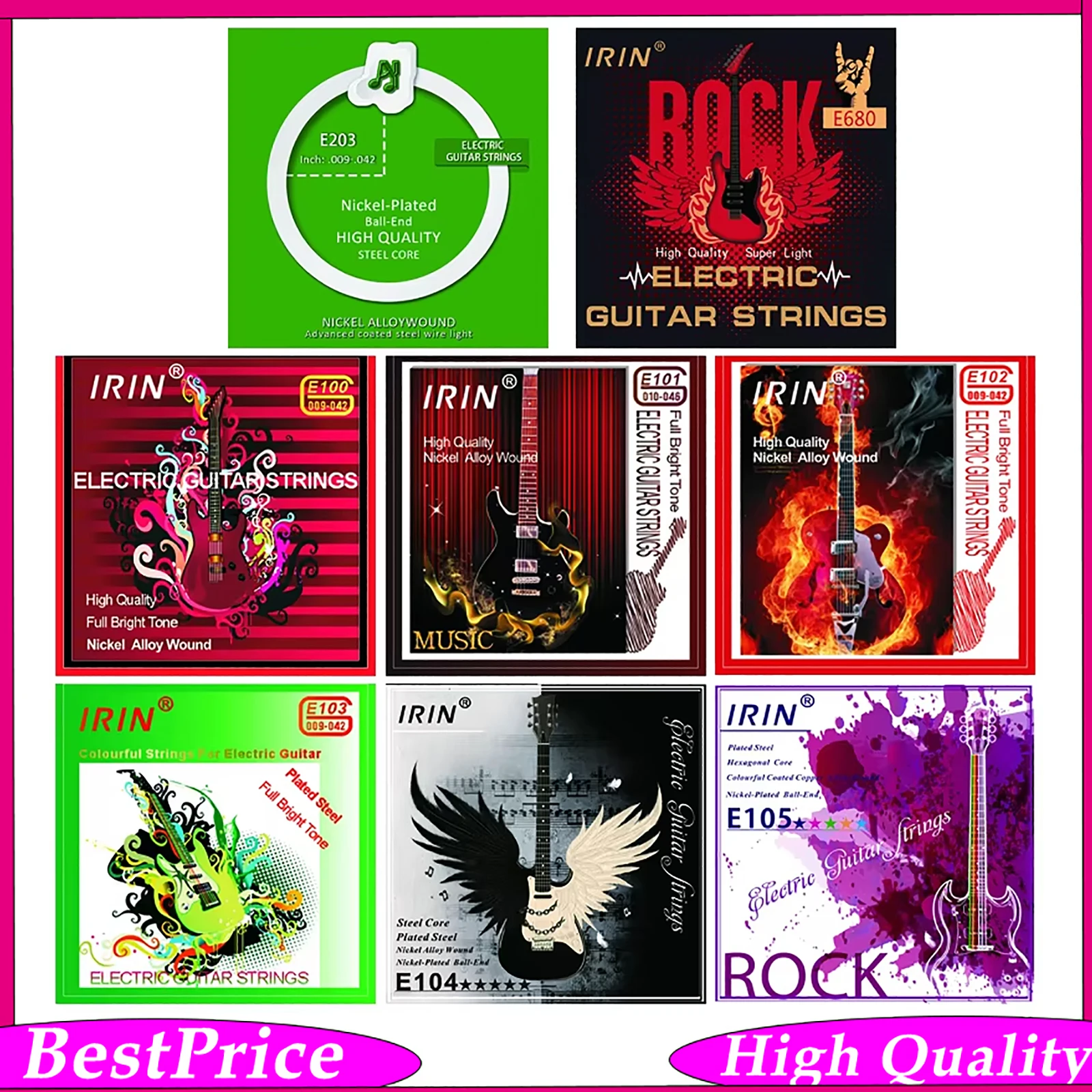 Electric Guitar Strings Silver Nickel Alloy Guitar Strings Balanced Tone Individually Wrapped Strings for Beginner Performance