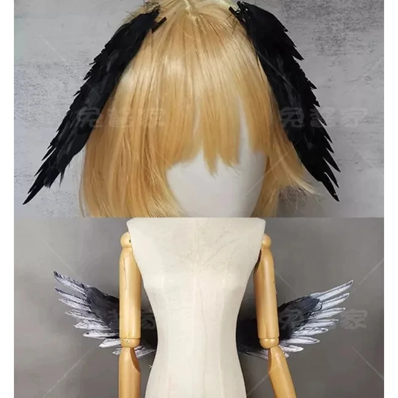 Blue Archive Shimoe Koharu Cosplay Costume Wig Maid Dress Wings Halo Headwear Halloween Party Carnival Roleplay Maid Cafe Outfit - view 6