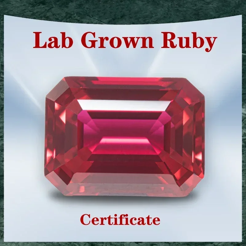 

Top Lab Grown Ruby Red Color Emerald Cut VVS1 Selectable AGL Certificate for Gemstone Charms Beads DIY Jewelry Making Materials