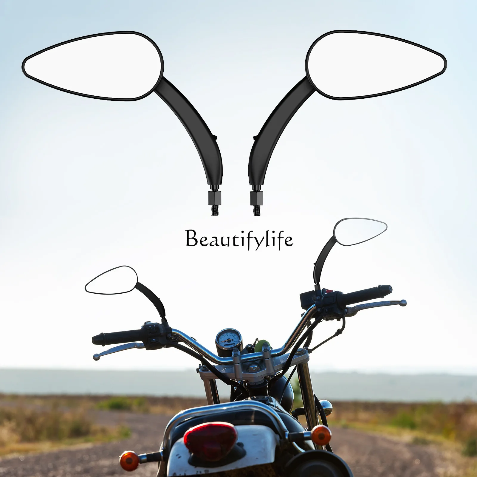 Motorcycle rearview mirror with light Silver universal reversing mirror LED steering signal light