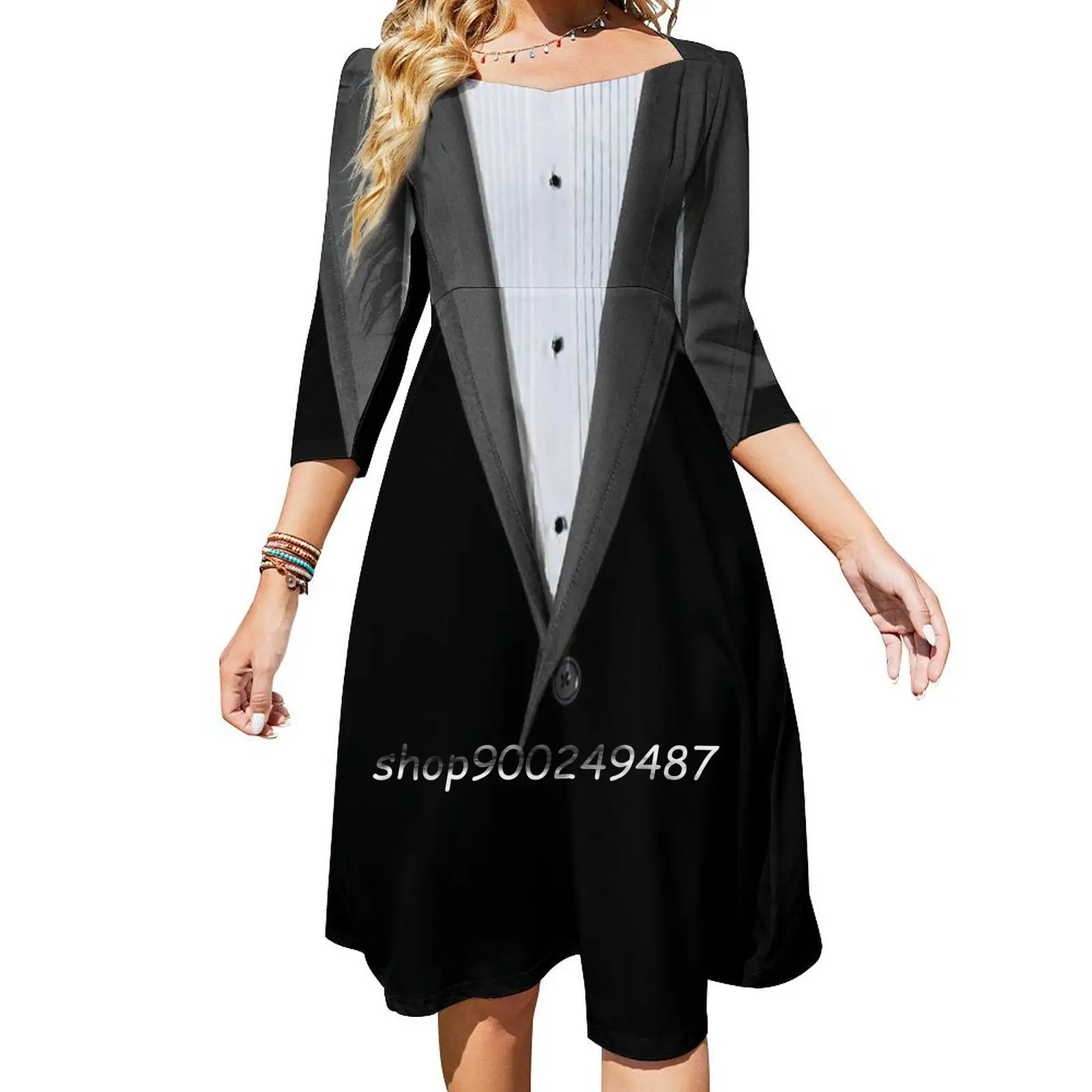 Réaliste Smoking Chemise Fronde Robe Sexy Robe Femme Taille Haute Robes Pour Femmes Smoking Costume Cravate Smoking Smoking Smoking Smoking