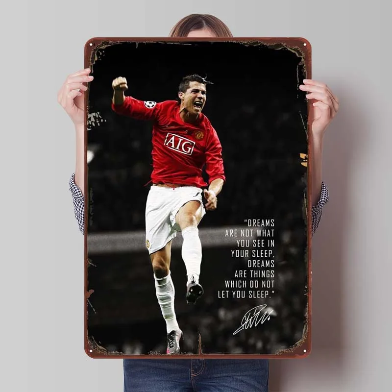 Ronaldo Tinplate Sign Sports Poster Gaming Room Decoration Home Custom Metal Signs for Wall Art Decoration Vintage Metal Plate