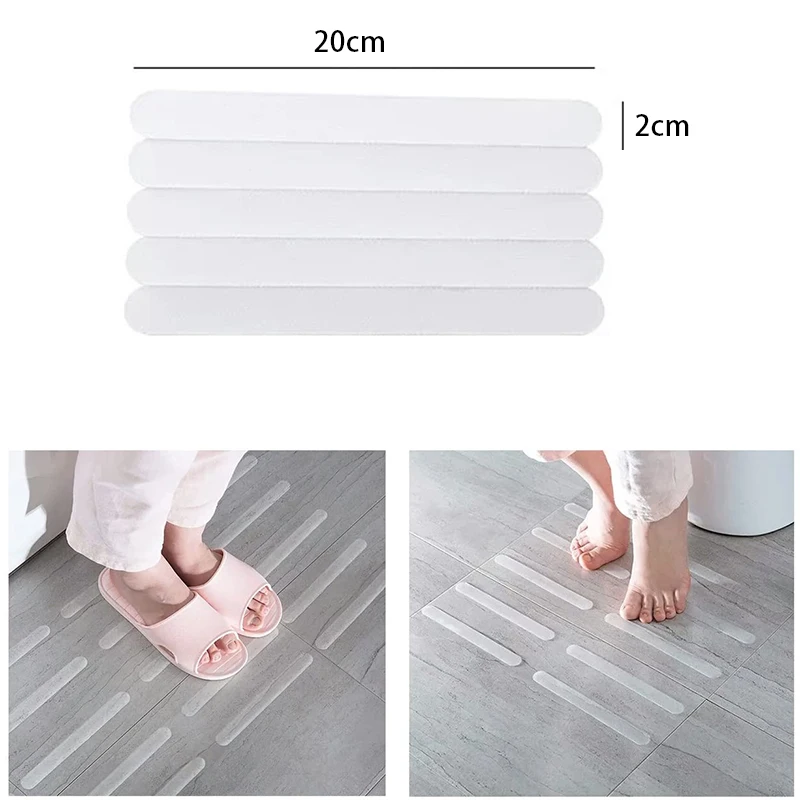 10Pcs Anti-Slip Strips Safety Shower Treads Stickers Bathtub Non Slip Stickers Stair Step Anti Slip Tape 7.87inch