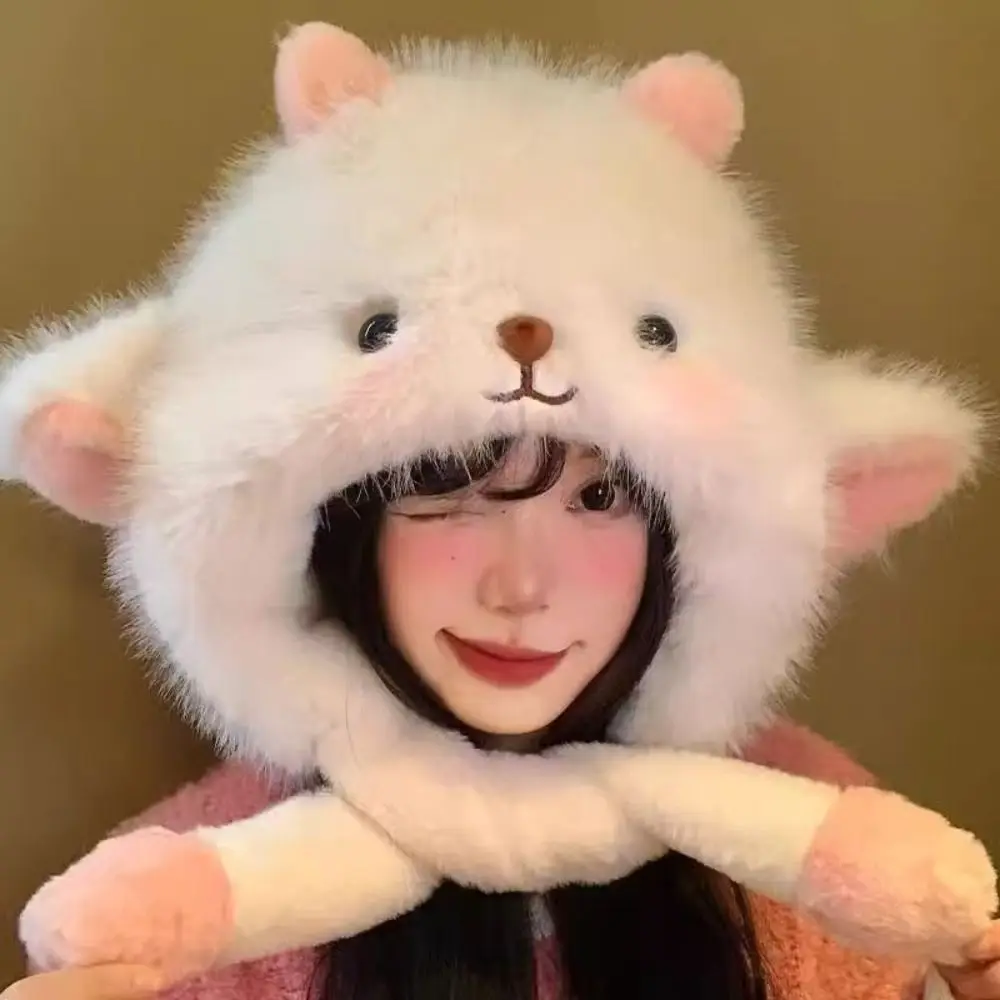 Skiing Anti-cold Winter Plush Hat Sheep Ear Will Move Lamb Ears Warmer Hat Cute Windproof Fluffy Ear Protection Cap Travel