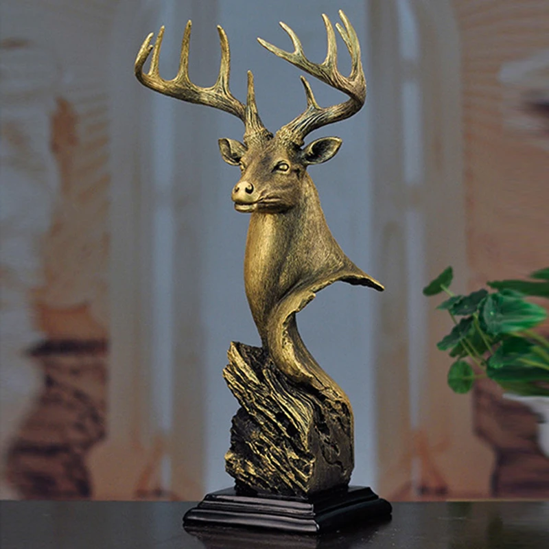 Decorative Copper Deer Head Statue or Deer Head Sculpture for Rustic Lodge or Hunting Cabin Decor Wildlife As Gifts for Hunters