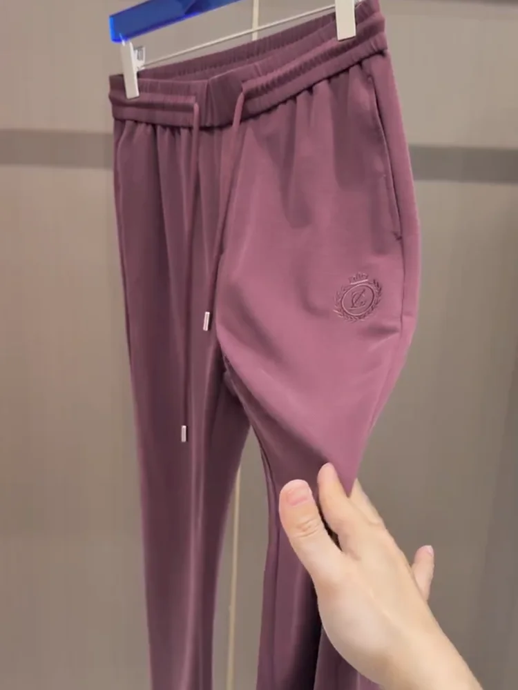 

Модные городские повседневные брюки прямого кроя из мягкой гладкой универсальной ткани для мужчин, весна-осень, комфортные, прямые.