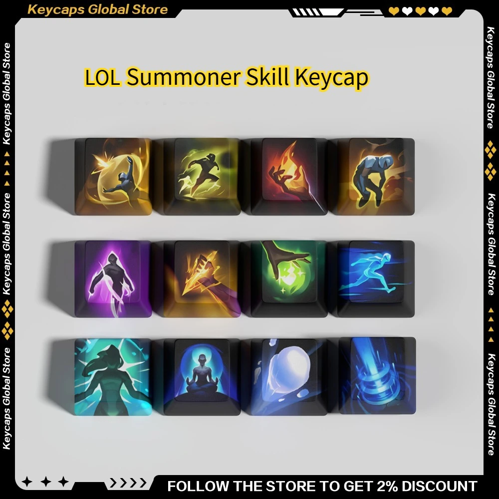 

LOL Game Summoner Skills Keycap PBT 11/12 Key League of Legends HD Игровая периферия Key Cap Set OEM Высота Аксессуары для клавиатуры