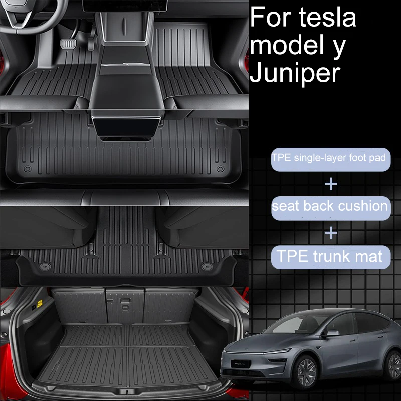 9PCS All-Weather TPE Floor Mats for Tesla Model Y Juniper 2025 2026,Full Set Custom Fit Waterproof Cargo Trunk Liner Mat