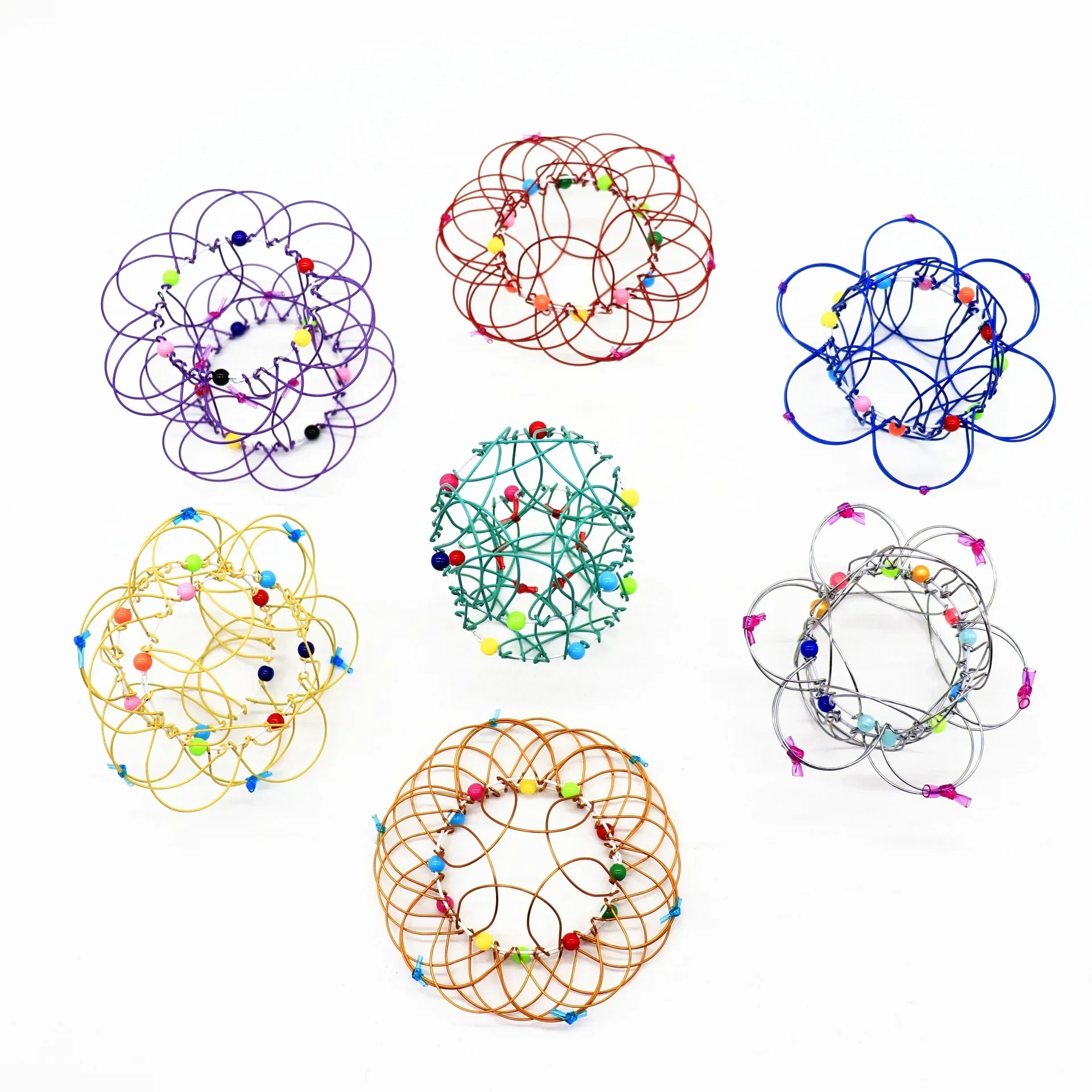 New Color Recognition and Shape Recognition Flower Basket Toy, 36 Variable Magic Rings, Iron Palm Toy for Children