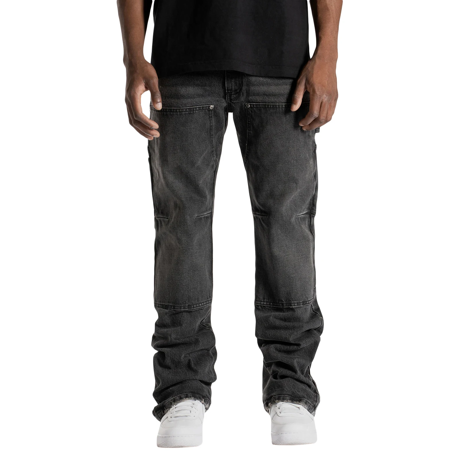 

Мужские джинсы-карго, модные однотонные повседневные джинсы, брюки, крутая уличная одежда с карманами