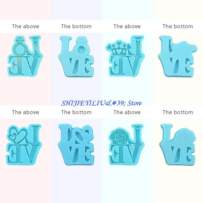 E21F قالب سلسلة المفاتيح السيليكون مع ثقب DIY بها بنفسك ديكور الراتنج قلادة قالب عيد الحب