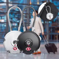 Portable with Steel Cable Luggage Suitcase Padlock Customs Code Lock 3 Digit Combination Lock Password Lock TSA Customs Lock