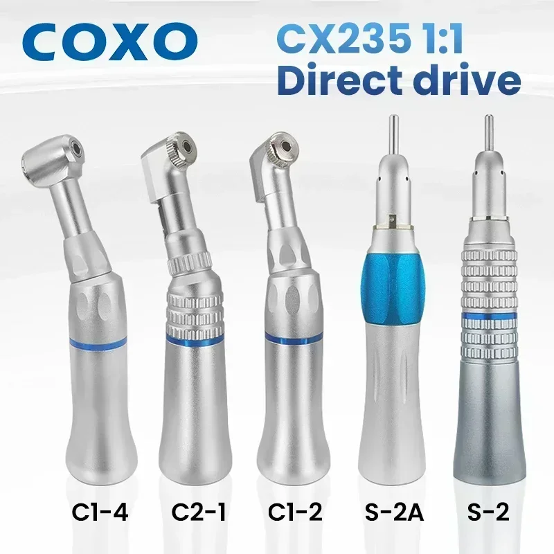 COXO CX235 C1-2/C1-4/C2-1/S-2A/S-2 Low Speed Dental Handpiece with 1:1 Direct Drive and Dual Cooling for Enhanced Sterilization