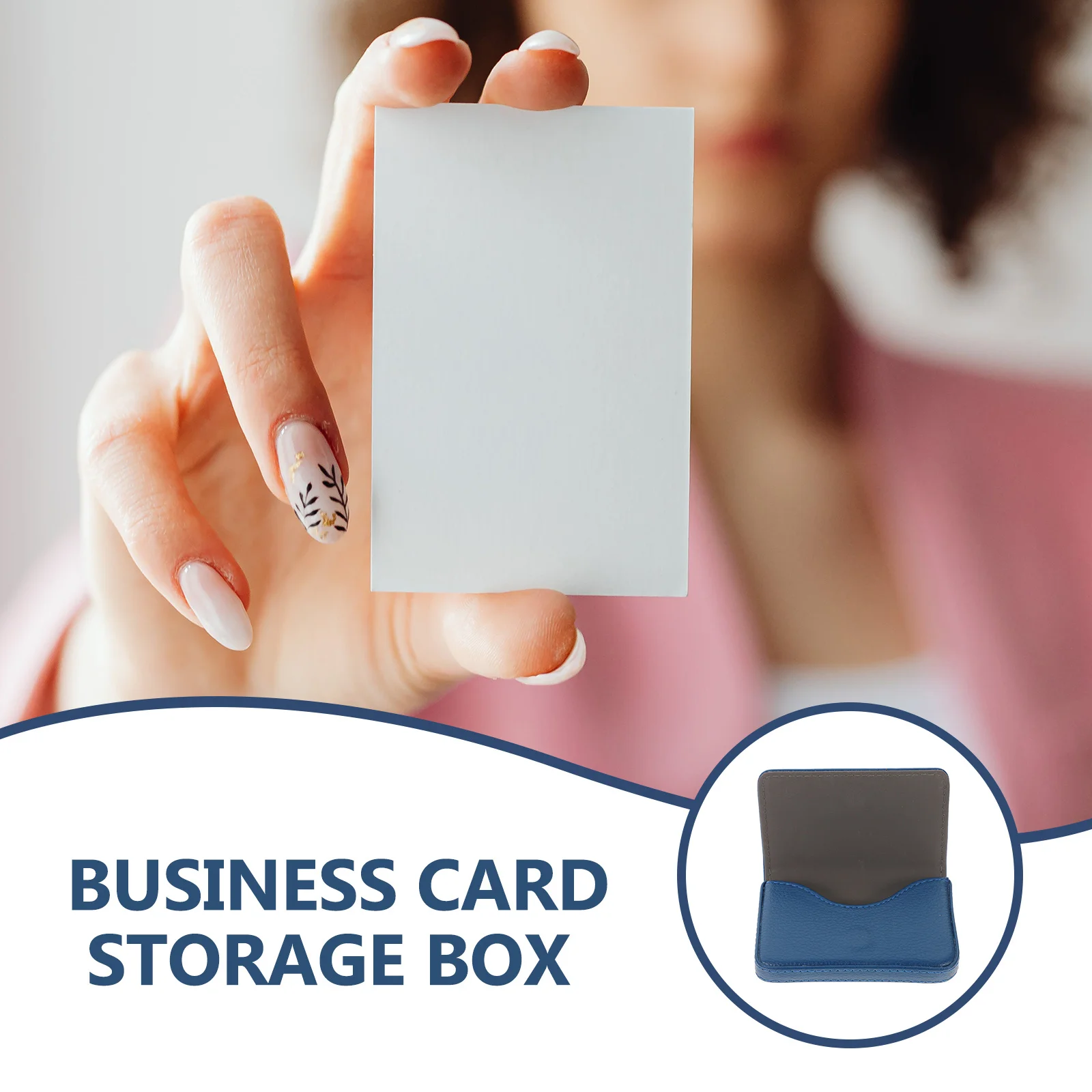 

Business Card Box Portable Compact Large Capacity Card Holder Multi-Function Office Organizer Business Cards Container