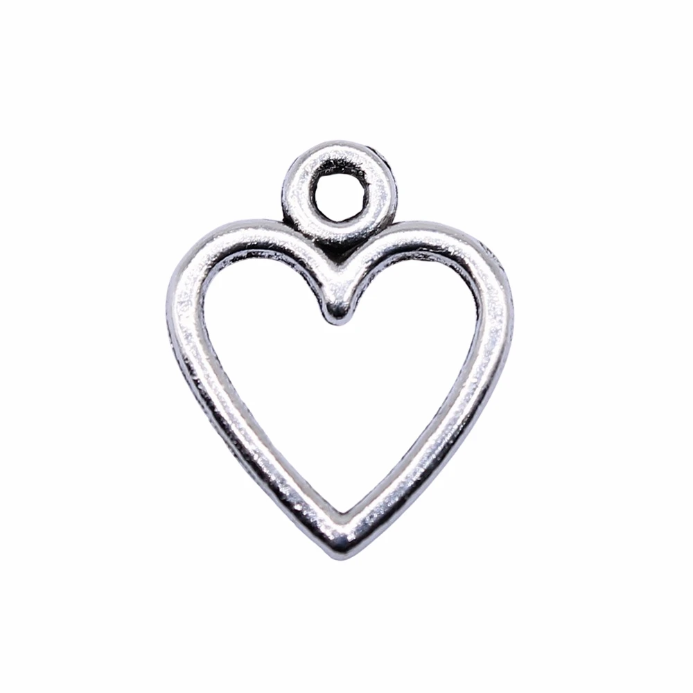 Wysiwyg 40Pcs 14X12Mm Antiek Zilver Kleur Antiek Goud Kleur Hollow Heart Bedels Voor Sieraden Maken Diy sieraden Bevindingen