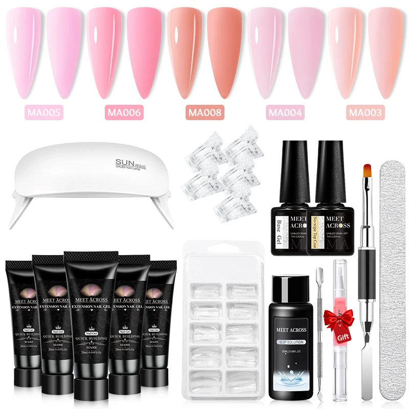 MEET ACROSS 네일 익스텐션 젤 키트, 매니큐어 젤용, 빠른 손가락 연장 익스텐션 세트, 아크릴 젤 광택제 네일 아트 DIY, 20ml