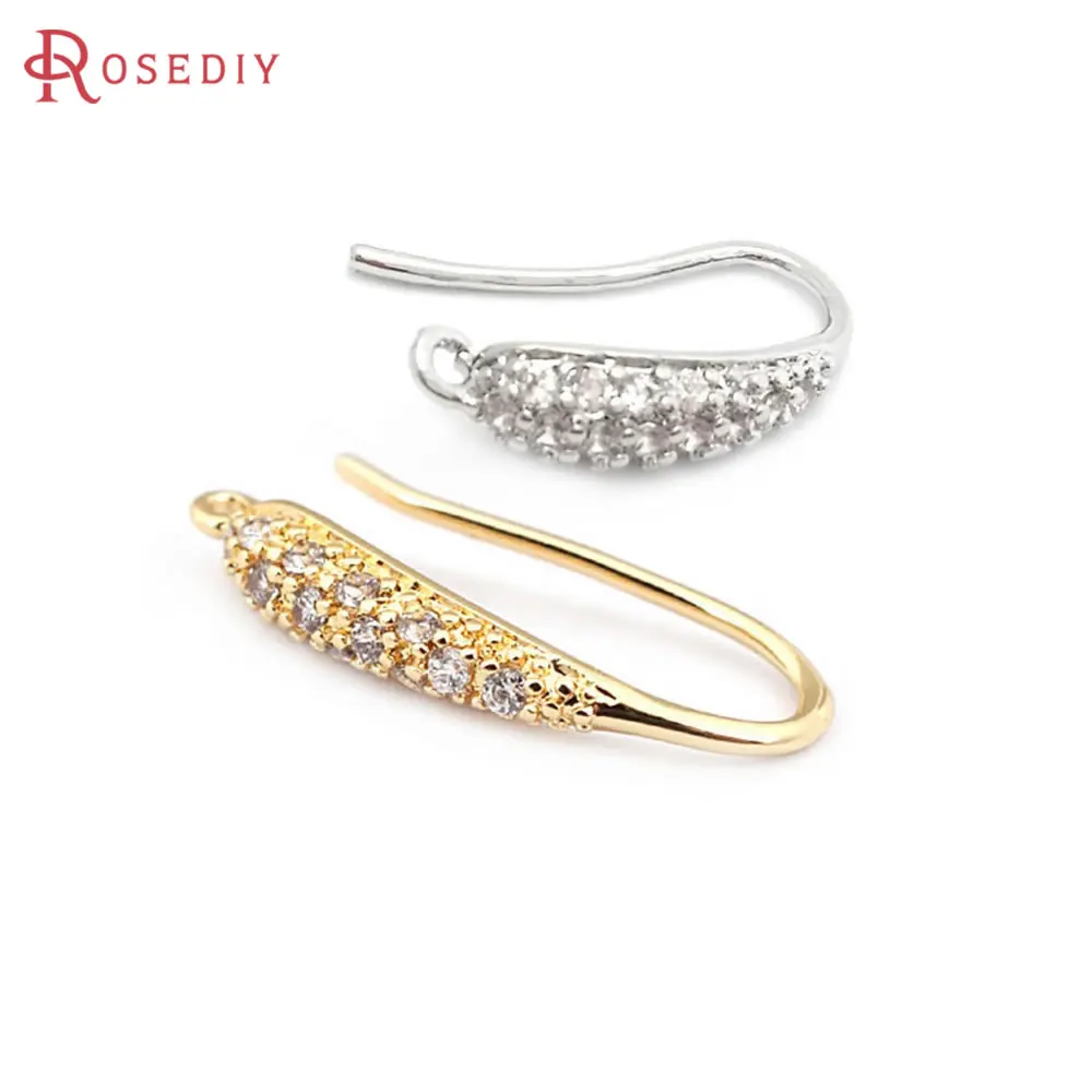 

6PCS 18K Gold Color Brass with Zircon Earrings Hook High Quality Jewelry Making Supplies Earrings Diy Accessories