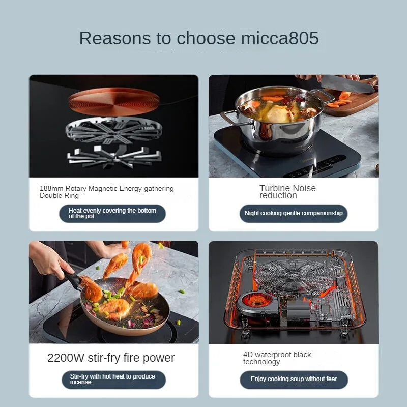 Midea Induction Cooker with High Power for Cooking and Hot Pot Smart Timing and Even Heating C22-MICCA805 220V