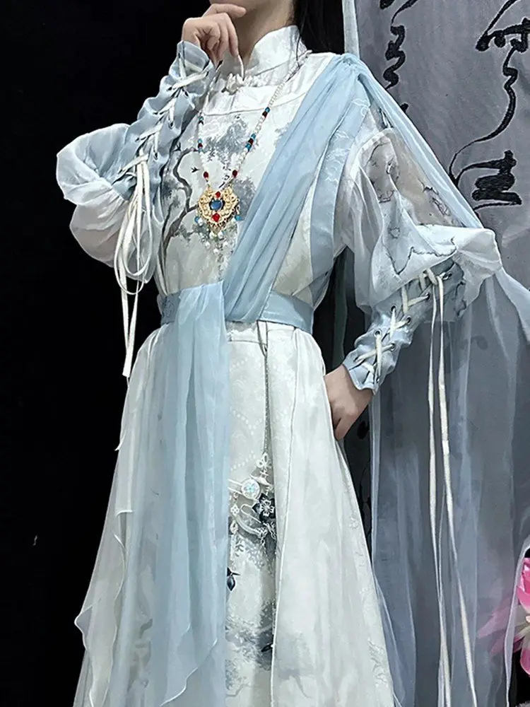 Chinese Hanfu Blue - Phoenix Original Modified Hanfu  Unisex Summer Xianxia Costume Chinese Traditional Clothes Woman