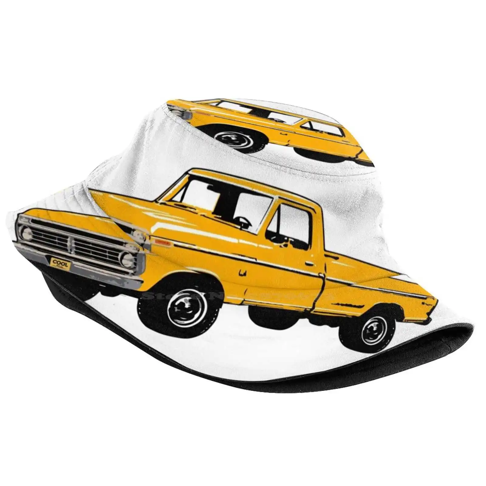 School Bus Yellow 70S F Truck Sun Cap Fisherman Hat Bucket Hats F100 F150 F 100 F 150 F250 F 250 Ranger Lariat Truck Pickup