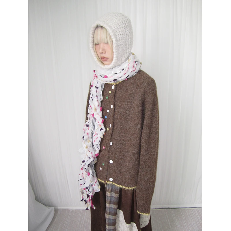 

Новый зимний корейский мягкий вязаный кардиган на пуговицах свободного кроя для женщин: комфортная дышащая верхняя одежда с длинными рукавами