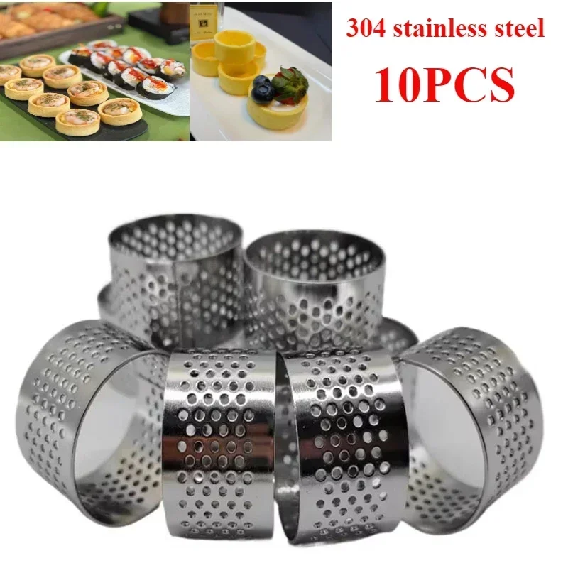 

10Pcs Accessories Cookie Cutter 3cm Stainless Perforated Seamless Tart Ring Quiche Ring Tart Pan Pie Cake Mold Seamless Baking