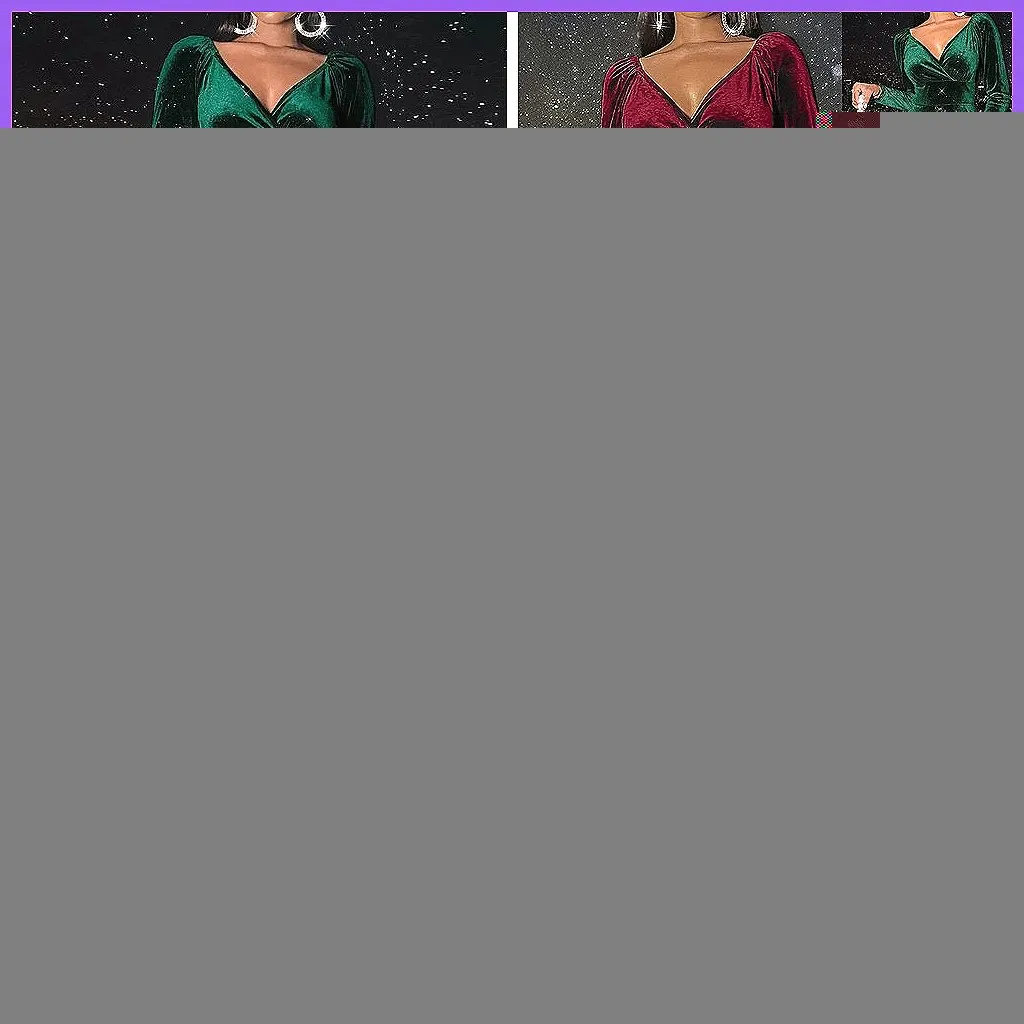 Women's Sexy Deep V-Neck Long Sleeve Party Dress, Elegant Slim Fit Holiday Christmas Gown