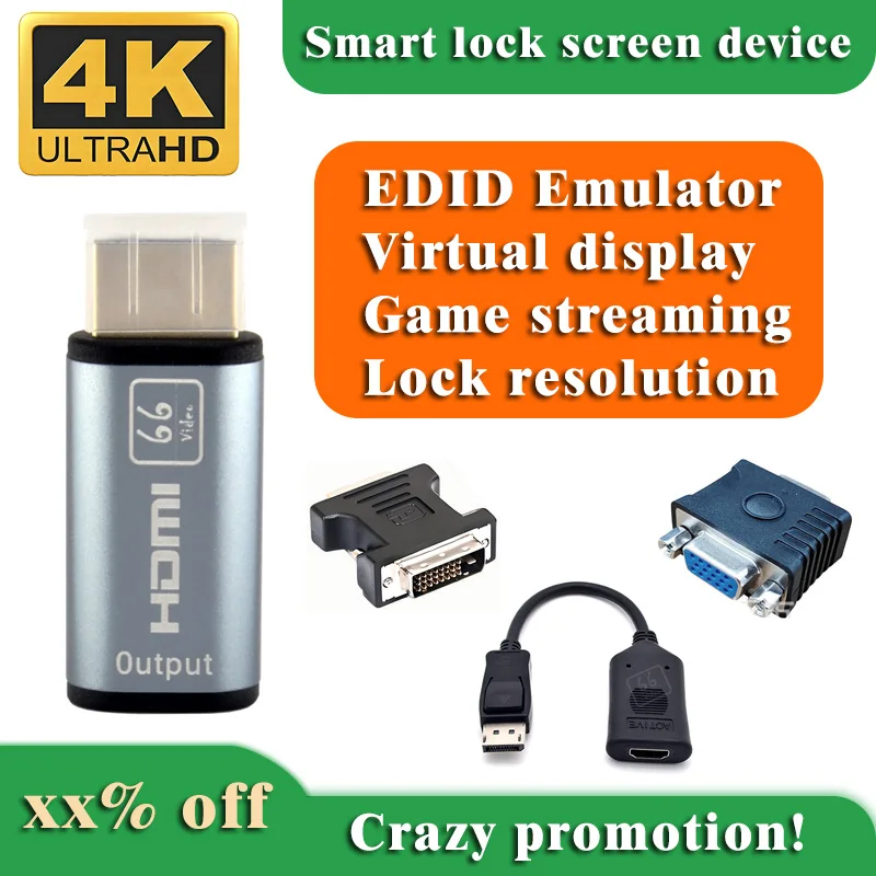 

DP DVI VGA HDMI EDID адаптер эмулятора заглушка виртуальный дисплей для удлинителя/переключателя KVM/AV-приемника/видеоразветвителя/видеорегистратора