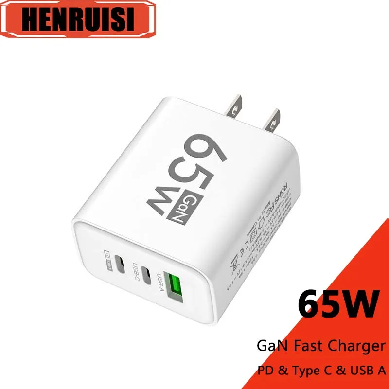 65W GaN Charger USB Type C Fast Charging Adapter Quick Charge 3.0 PD Mobile Phone Charger For iPhone 15 14 Samsung Xiaomi Huawei