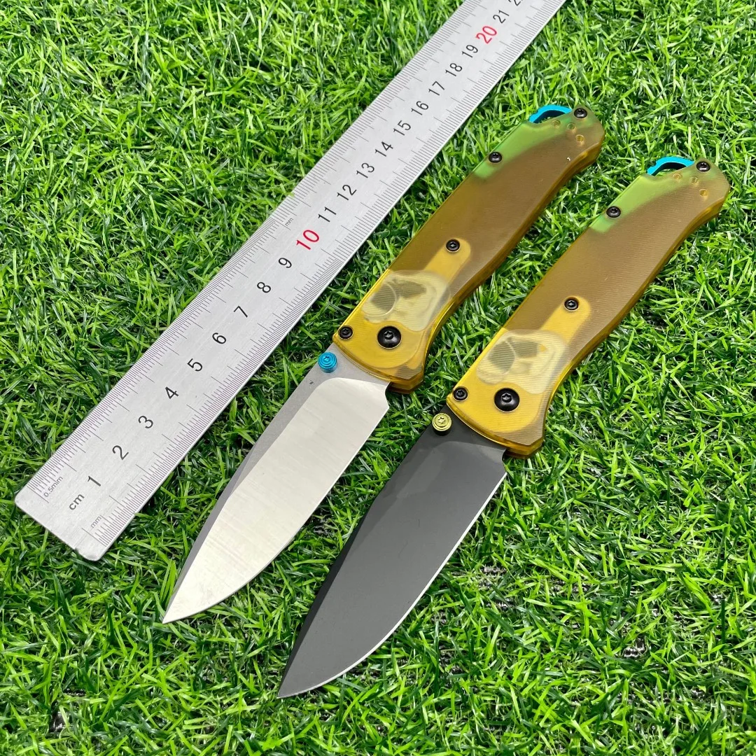 BM535 Foldable Knife with PEI Transparent Handle for Fishing Tactical Defense Pouch EDC Multi-functional Camping Knife Tool