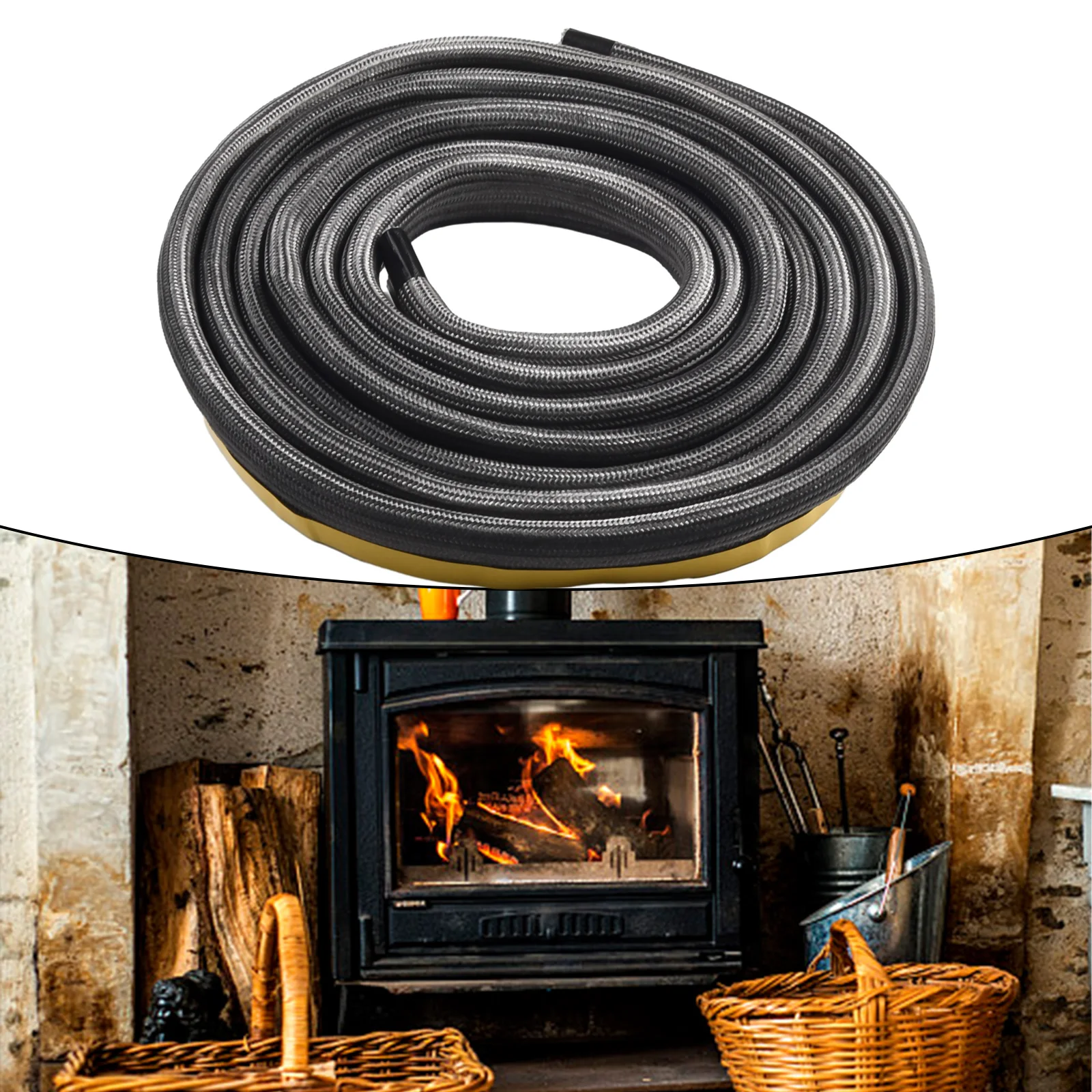 Glass Yarn Stove Rope Door Seal for Wood Burning Stoves Oven Fireplace Inserts Thermal Insulation Sealing Cord No Glue Required