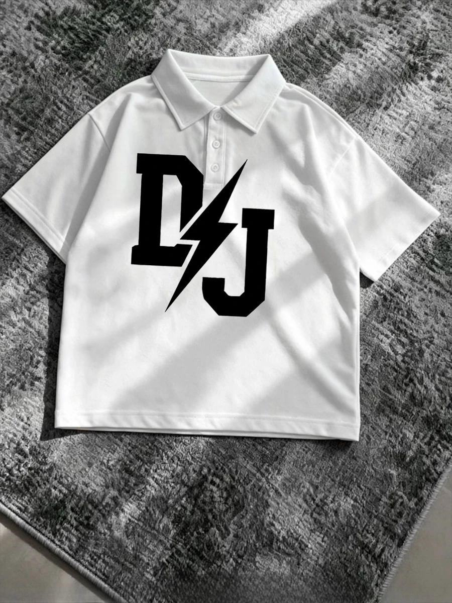 Streetwear Y2K DJ Letter Polo Shirts Men's Golf Shirts Tee Punk Gothic Vintage Hip Hop Oversize Casual Trendy Minimalist Shirt