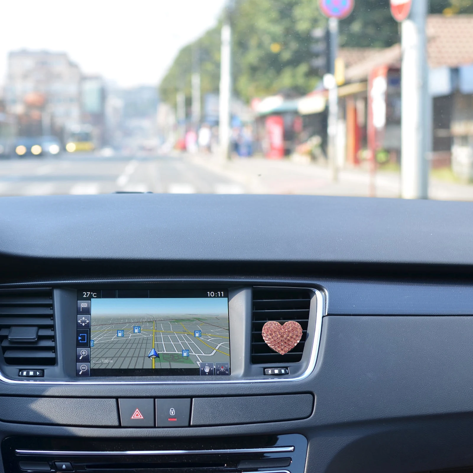 

2pcs Car Air Fresheners Clip Pink Rhinestones Heart Shaped Aromatherapy Vent Clips Car Interior Decor Dashboard Accessories